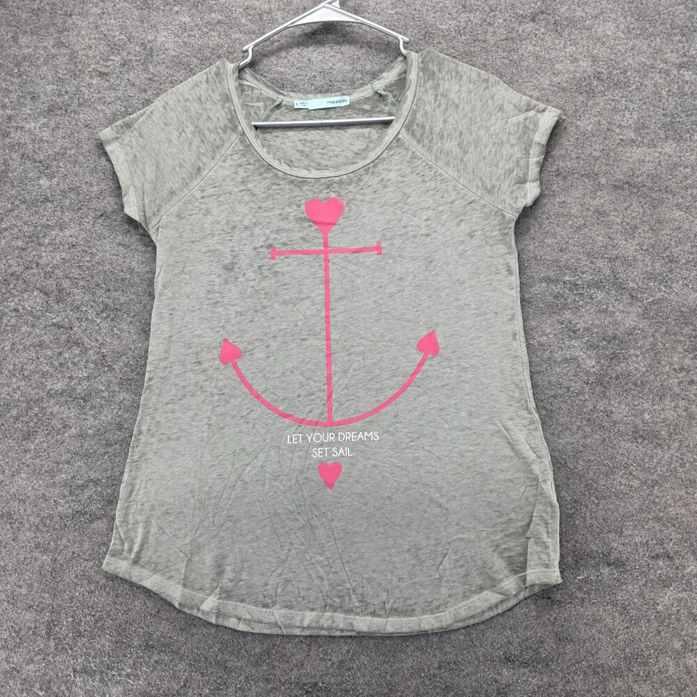 Maurices Shirt Womens Small Short Sleeve Green Set Sail